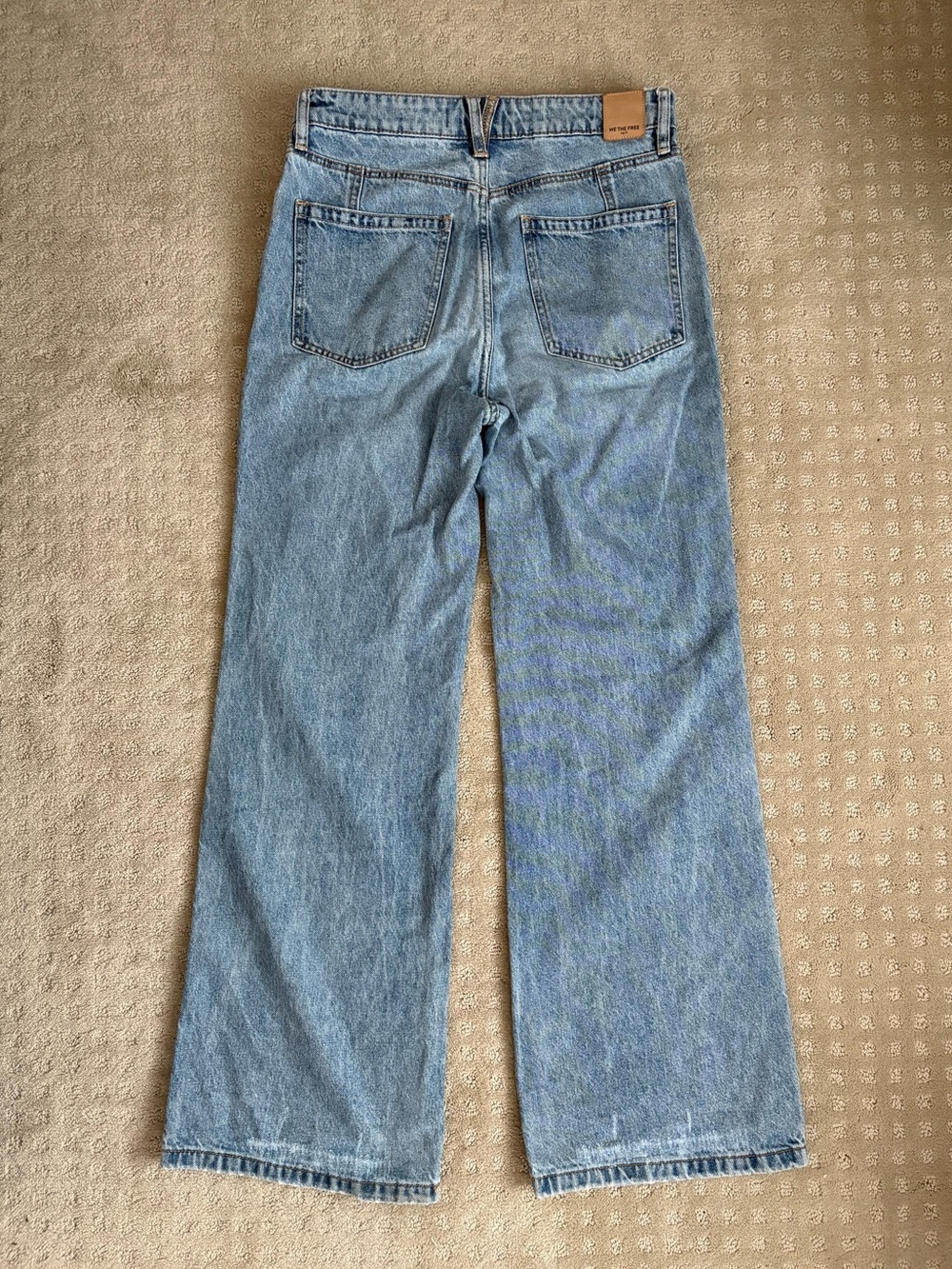 Free People We the Free 100% Cotton Jeans Wide Straight Leg Size 27 Medium Wash - Picture 6 of 11